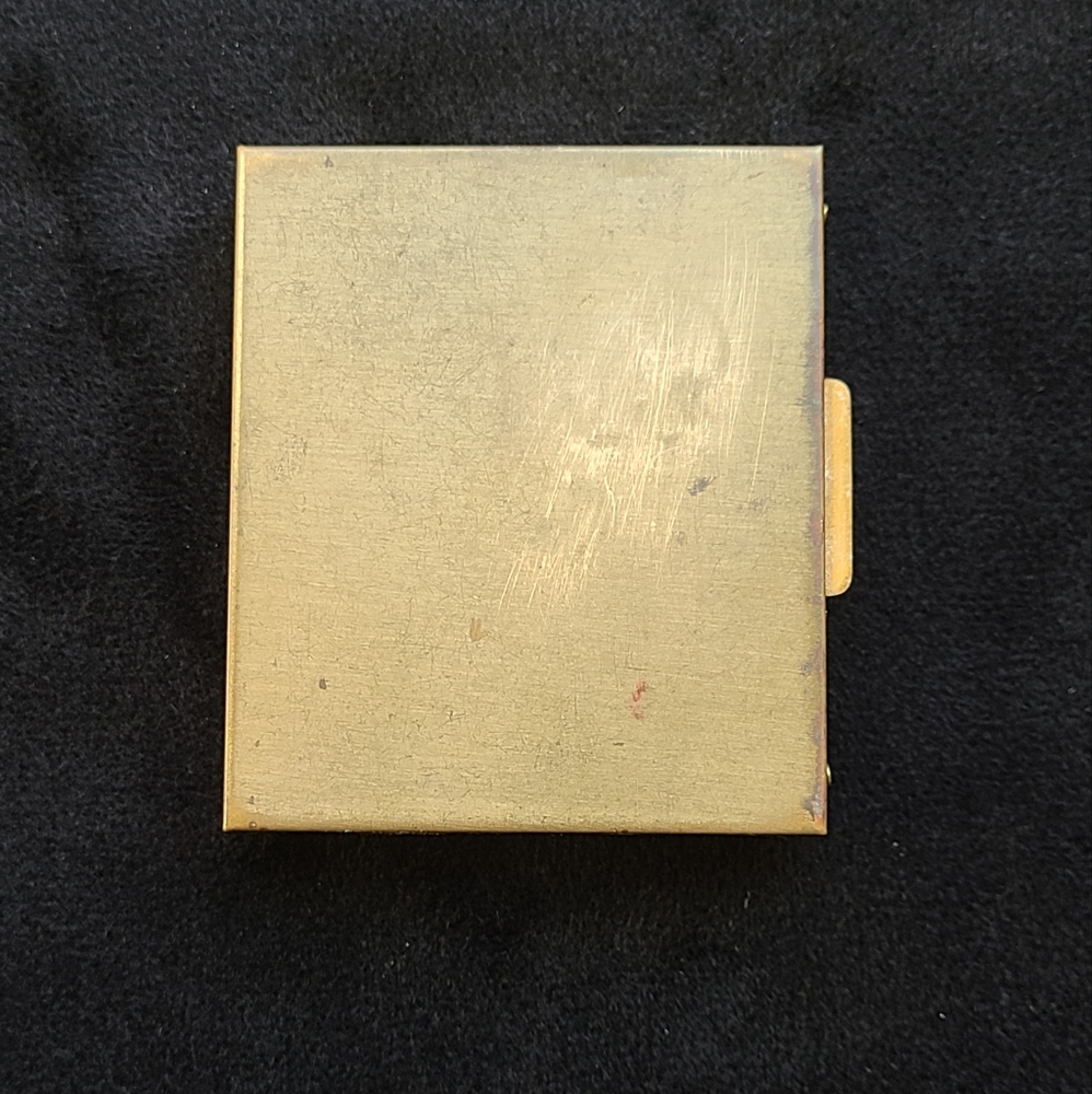 Saks Fifth Ave jeweled jadeite vintage brass compact - Picture 2 of 3